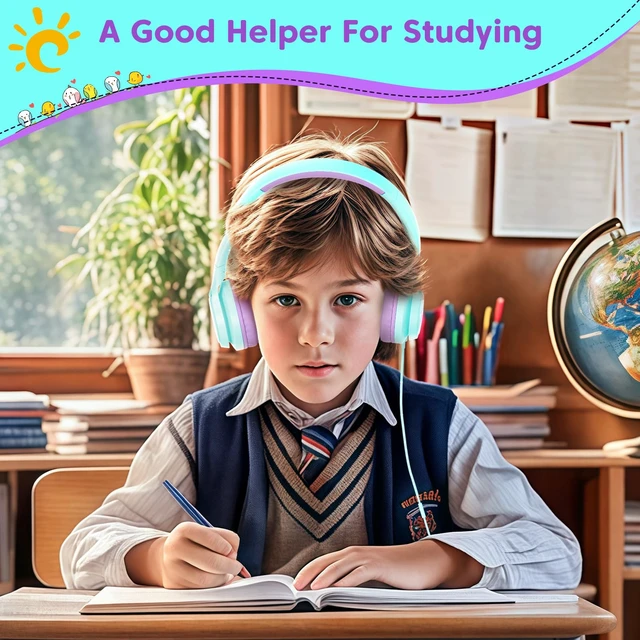 Alt view image 4 of 7 - Kids Headphones for School with 3.5mm/USB C Headphones & HD Mic Over-Ear Headphone for School, Foldable Type C Headphone, Safe Volume for iPad/Travel/Tablets/Classroom, Back to School gift