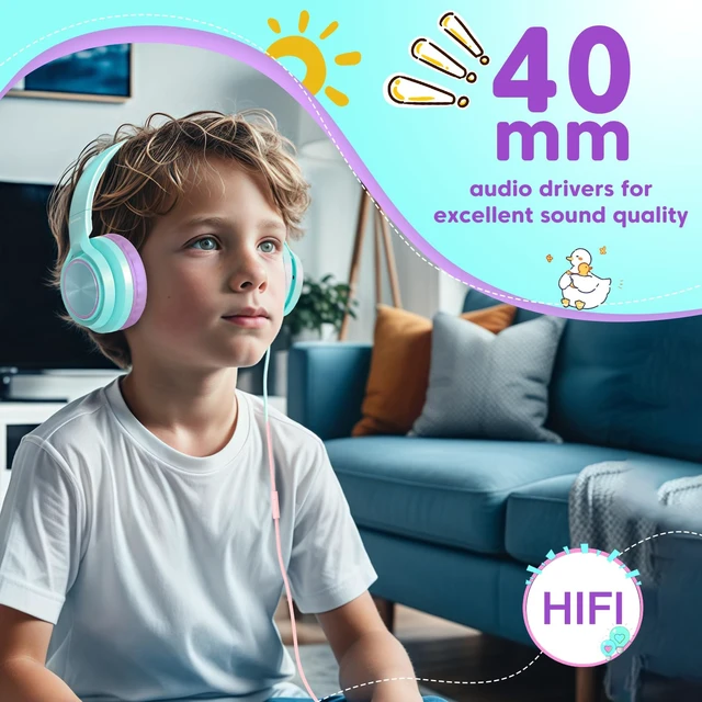 Alt view image 6 of 7 - Kids Headphones for School with 3.5mm/USB C Headphones & HD Mic Over-Ear Headphone for School, Foldable Type C Headphone, Safe Volume for iPad/Travel/Tablets/Classroom, Back to School gift