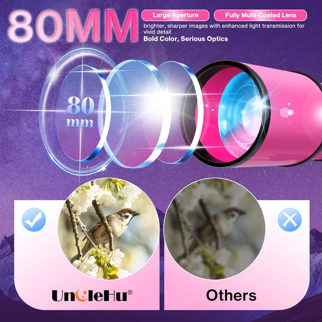 Alt view image 2 of 7 - 80mm Aperture, 600mm Refractor Travel Telescope for Adults and Kids High Power,Telescopes with AZ Tripod, Phone Adapter and Carry Bag for Moon Viewing, Nature, Camping and Family Stargazing