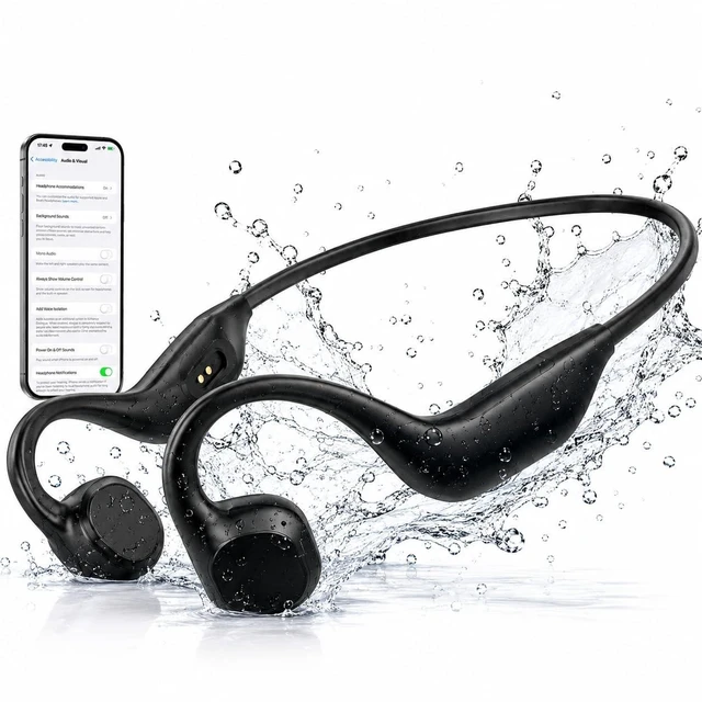 Main image of Bone Conduction Headphones, IPX8 Waterproof Open Ear Bluetooth 6.0 Wireless Sports Headphones with 13H Playtime, Neckband Earphones with Magnetic Charging for Swimming Running Cycling Workout