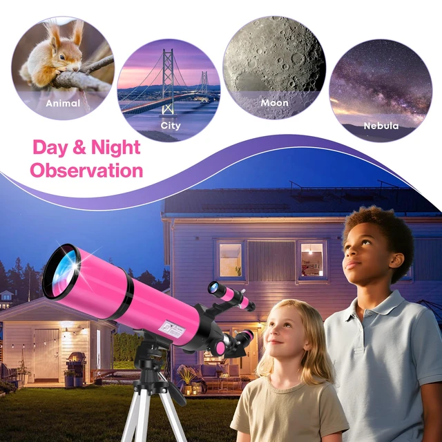 Alt view image 7 of 7 - 80mm Aperture, 600mm Refractor Travel Telescope for Adults and Kids High Power,Telescopes with AZ Tripod, Phone Adapter and Carry Bag for Moon Viewing, Nature, Camping and Family Stargazing