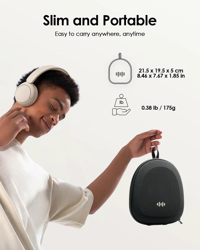 Alt view image 6 of 7 - Headphone Case Hard Shell Super-Slim for Sony/JBL/Bose/Soundcore Anker Fits BERIBES KVIDIO TOZO JLab Over-Ear Headphones, Universal Portable Travel Organizer Bag