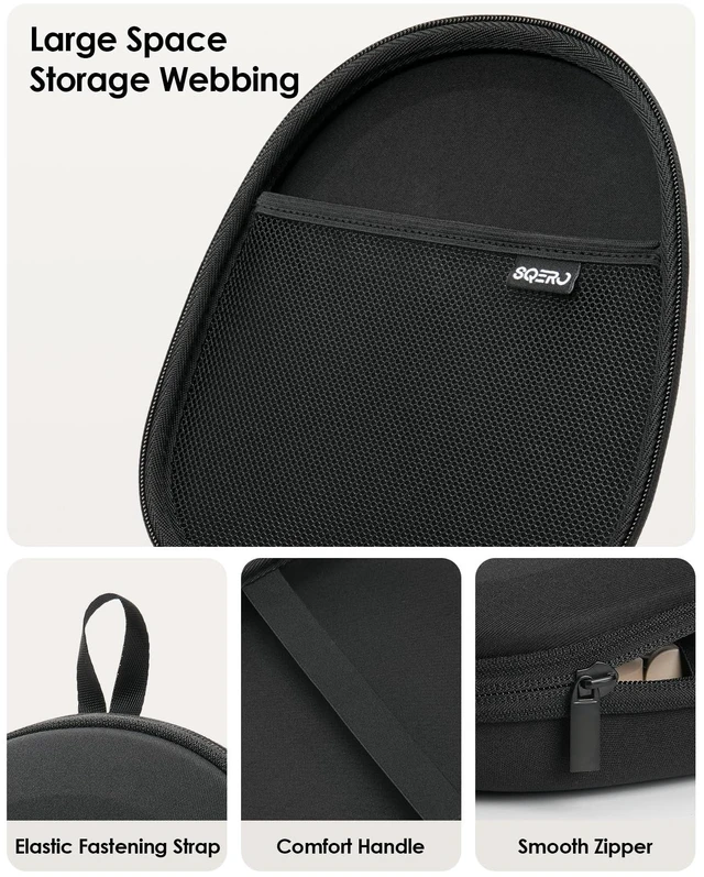 Alt view image 5 of 7 - Headphone Case Hard Shell Super-Slim for Sony/JBL/Bose/Soundcore Anker Fits BERIBES KVIDIO TOZO JLab Over-Ear Headphones, Universal Portable Travel Organizer Bag