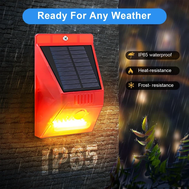 Alt view image 5 of 7 - Solar Motion Sensor Alarm Outdoor Motion Detector 129db Loud Sound Security Siren IP65 Waterproof Protected for Garden,Farm,Yard,Chicken coop,4 Pack