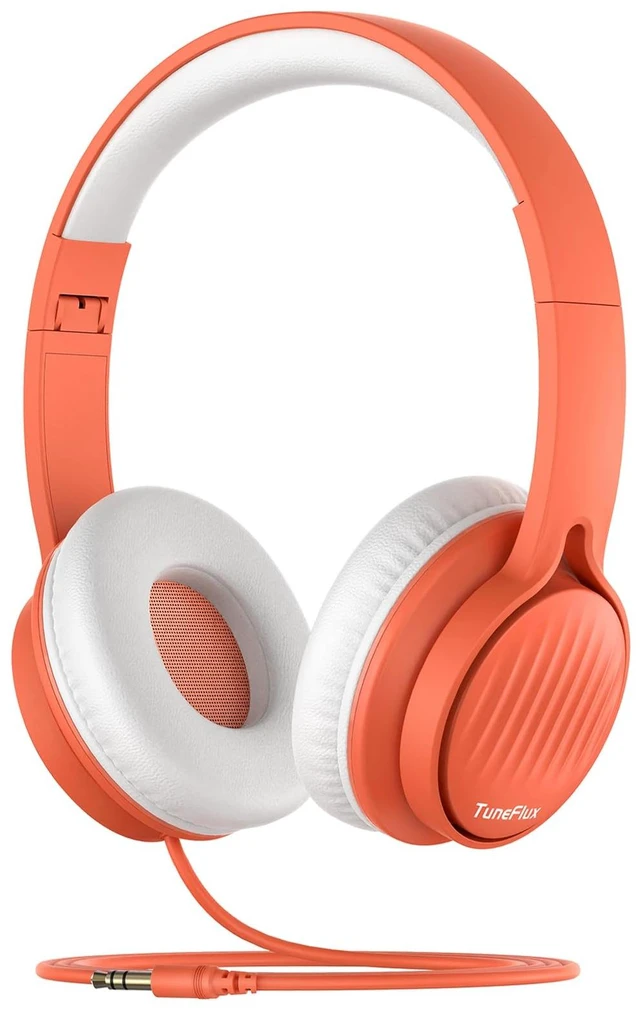 Main image of Kids Headphones with Cord for School, 85dB, 3.5mm Jack, Orange Upgraded Stereo Sound, Foldable Design, Adjustable On-Ear Kids Headphones for Toddler/Boys/Girls/Tablet/Classroom/Travel