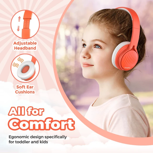 Alt view image 4 of 7 - Kids Headphones with Cord for School, 85dB, 3.5mm Jack, Orange Upgraded Stereo Sound, Foldable Design, Adjustable On-Ear Kids Headphones for Toddler/Boys/Girls/Tablet/Classroom/Travel