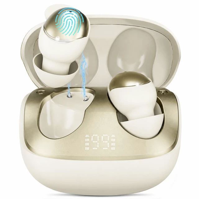 Main image of T33 Sleep Earbuds, Bluetooth 6.0 Noise Cancelling Sleep Headphones for Side Sleepers, ANC Up to 98%, Sleep Mode, 48H Playtime, Small Earbuds Comfort Fit for Sleeping, Travel, Work, Gold
