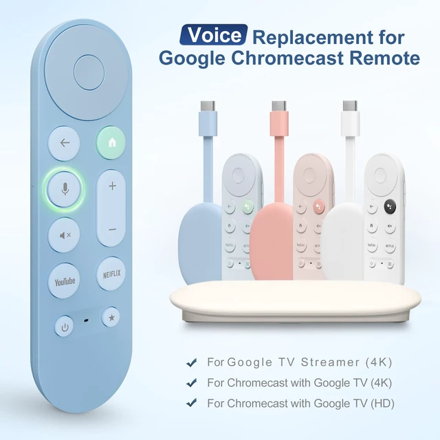 Alt view image 2 of 7 - Voice Replacement for Google Chromecast Remotefor Google TV Remote Control & Google TV StreamerBlue