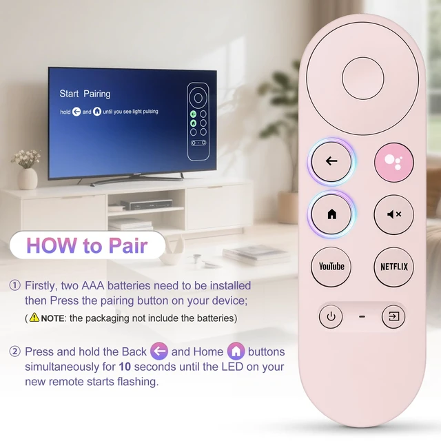 Alt view image 4 of 7 - Voice Replacement for Google Chromecast Remotefor Google TV Remote Control & Google TV StreamerPink