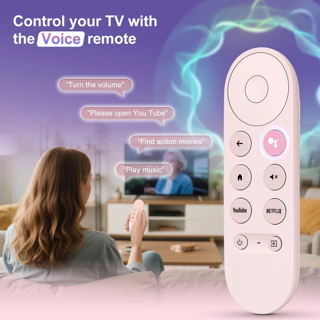 Alt view image 5 of 7 - Voice Replacement for Google Chromecast Remotefor Google TV Remote Control & Google TV StreamerPink