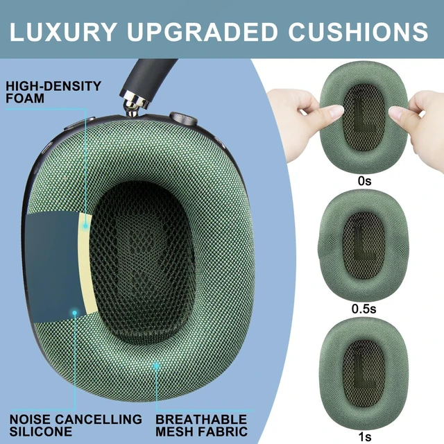 Alt view image 6 of 7 - Ear Cushions for AirPods Max 1 & 2 Replacement EarPads Upgraded Ear Pads Cups Covers with Durable Mesh Fabric, Noise Isolation and Stronger Magnet Color