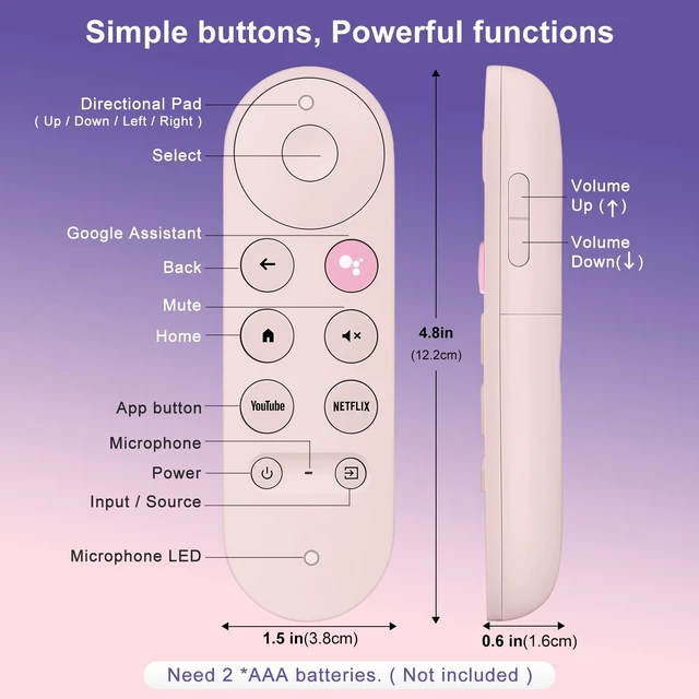 Alt view image 7 of 7 - Voice Replacement for Google Chromecast Remotefor Google TV Remote Control & Google TV StreamerPink