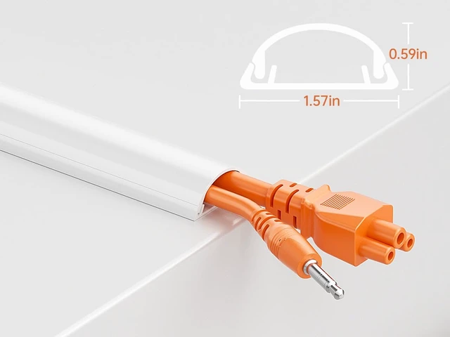 Alt view image 3 of 7 - 42.5in Adhesive Cord Hider Wall, Mounted TV Cord Cover Kit, Multiple Cable Raceways for Wall Corner, Wire Cover Hiders for 2-3 Cables, 1.57" W X 0.59" H, White
