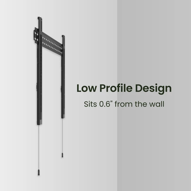 Alt view image 5 of 6 - PF405 Pro Series Ultra Low-Profile Fixed TV Wall Mount for 50 - 90 TVs Razor-Thin 0.6 Profile 125 lbs Capacity Kickstand for Cable Access Black