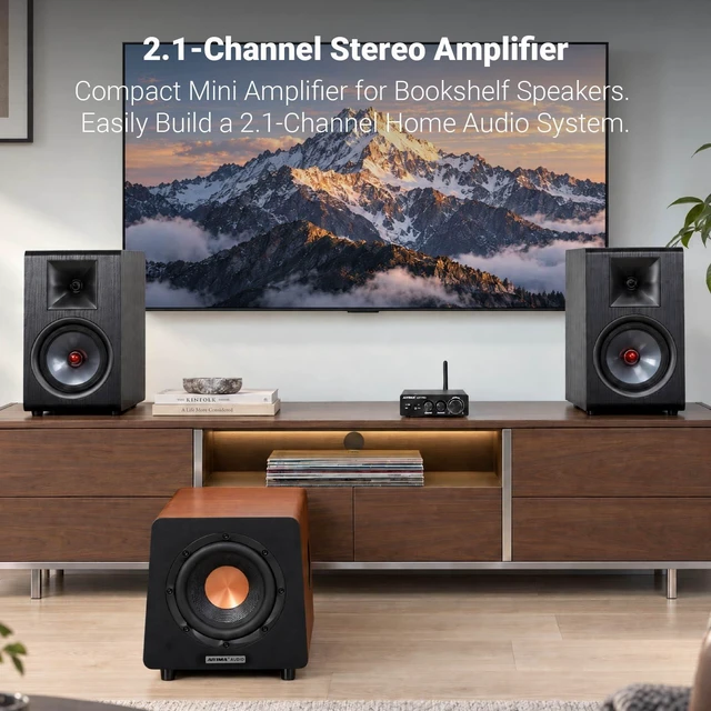 Alt view image 5 of 7 - A07 Pro Bluetooth 5.2 Amplifier 300Wx2 Class D Stereo Amp TPA3255 Desktop Receiver with Bass/Treble Tone Controls.Class D Integrated Amp for passive speakers & 2.0/2.1 home theater