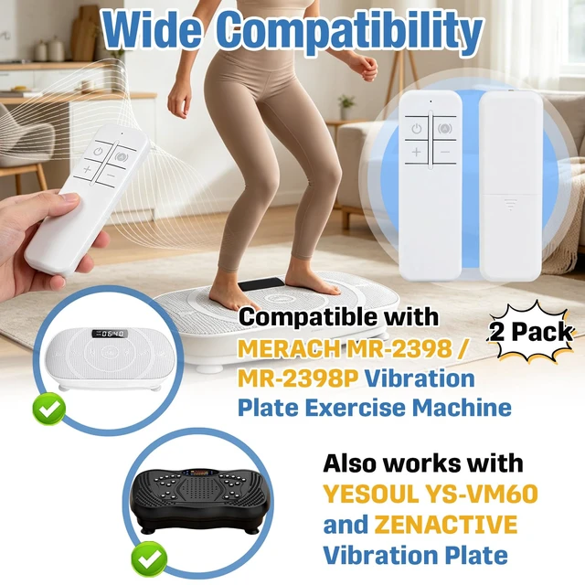 Alt view image 6 of 7 - 2-Pack Replacement Remote Compatible with Merach Vibration Plate Remote Compatible with Merach MR-2398 Series MR-2398P MR-2440 CV30, YS-VM60 ZenActive Arlopu Vibration Plate Exercise Machine