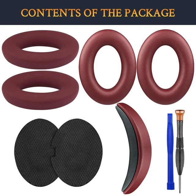 Alt view image 3 of 7 - Replacement Kit for Bose QC15/QC2 QuietComfort Headphones, Ear Pads Cushions + Headband + Silicone Earpads Cover Protector - Burgundy