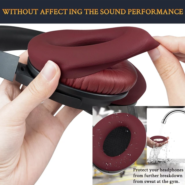 Alt view image 5 of 7 - Replacement Kit for Bose QC15/QC2 QuietComfort Headphones, Ear Pads Cushions + Headband + Silicone Earpads Cover Protector - Burgundy