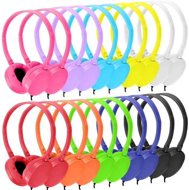 Main image of Classroom Headphones Bulk 20 Pack for Kids School, Wholesale Class Set Durable Earphones Class Set for Students Children Toddler Teens Boys Girls and Adult (HY104,20 Mixed)