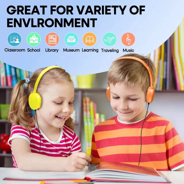 Alt view image 7 of 7 - Kids Bulk Headphones 12 Pack for Classroom School, Wholesale Durable Wired Earphones Class Room for Student Children Teens Boys Girls, HD Sound 3.5mm Jack (HY104,12 Mixed)