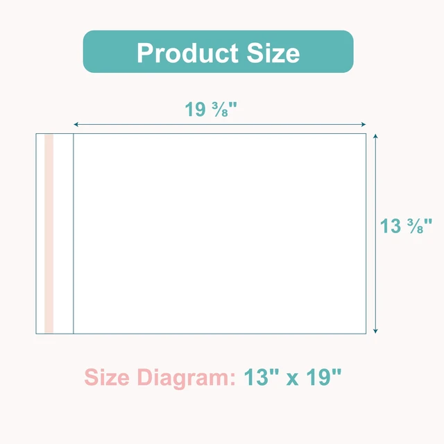 Alt view image 2 of 7 - 100 Pack Acid-Free Crystal Clear Sleeves Storage Bags for 13x19 Art Prints Pictures, Photos, Frame Mats (Bag Size: 13 2/5" x19 1/2")