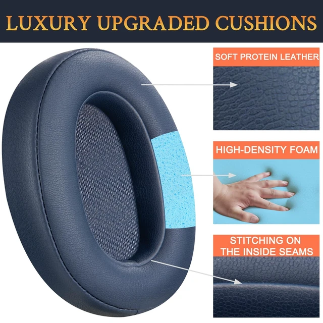 Alt view image 6 of 7 - Earpads for Sony WH-XB900N/WH-CH710N/WH-CH720N/WH-RF400/MDR-RF895RK Headphones, Ear Pads Cushions with Soft Protein Leather, High Density Foam - Blue