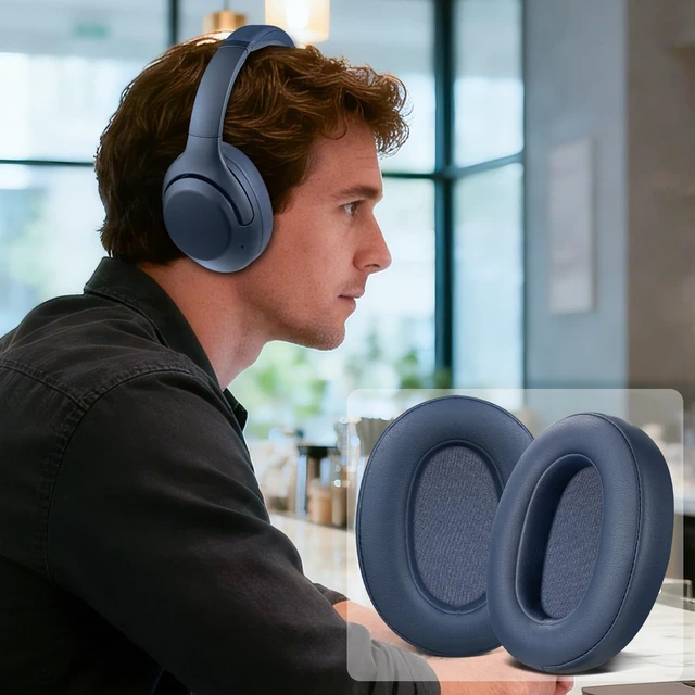 Alt view image 5 of 7 - Earpads for Sony WH-XB900N/WH-CH710N/WH-CH720N/WH-RF400/MDR-RF895RK Headphones, Ear Pads Cushions with Soft Protein Leather, High Density Foam - Blue