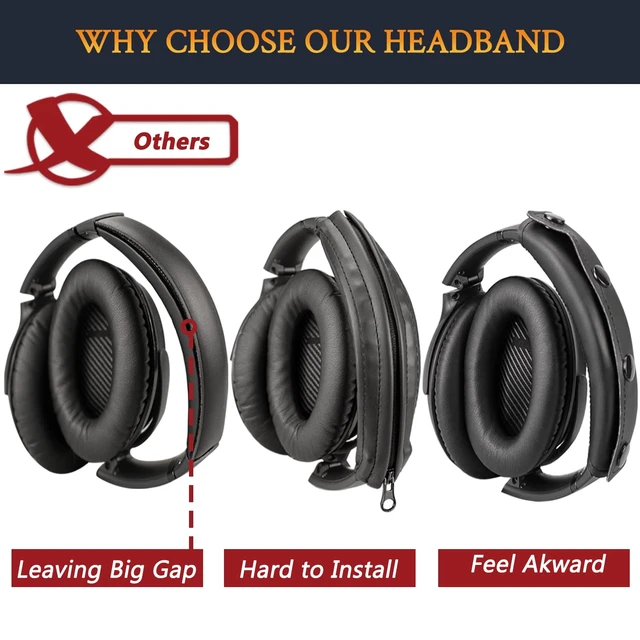 Alt view image 4 of 7 - Headband for Bose QC35 & QC35 ii - Black for (QuietComfort35 & Quiet Comfort35 ii) Headphones