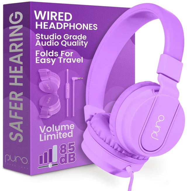 Main image of Kids Headphones, Volume-Limiting 85dB, PuroBasic, Purple Adjustable, Safer & Comfortable Headphones for Kids Compatible with PCs, Smartphones & Tablets, Ideal for School & Travel