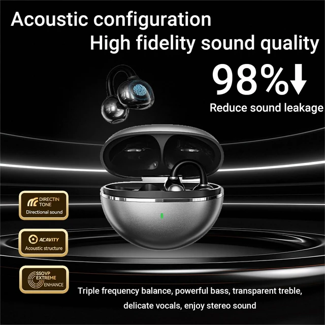 Alt view image 5 of 7 - Jewelry-Inspired Clip-On Earbuds with Detachable Sparkle Butterfly Earrings 2026 New Open Ear Wireless Headphones for Women, Bluetooth 6.0, 50H Playtime, Low Latency, Sports & Workouts, Black