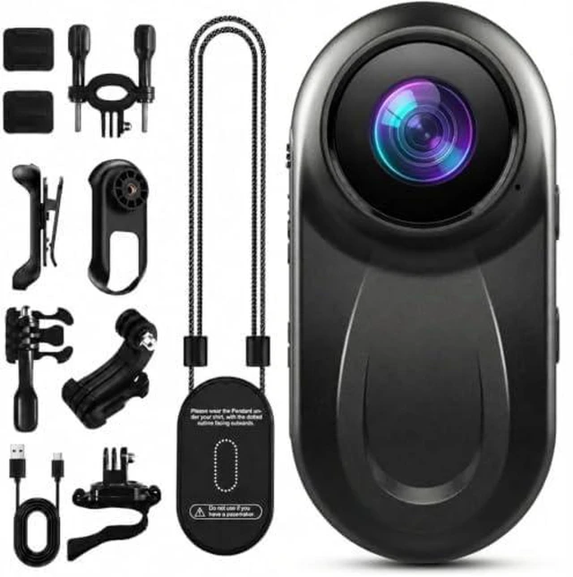 Main image of Mini Body Camera 1080P, 512G Thumb Action Camera, Tiny Size, Mount Anywhere, Portable Sports Cam with Magnetic & 360° Clip, Hands-Free Recording for Motorcycle/Sports/Pet/Bike (SD Card Not Included)