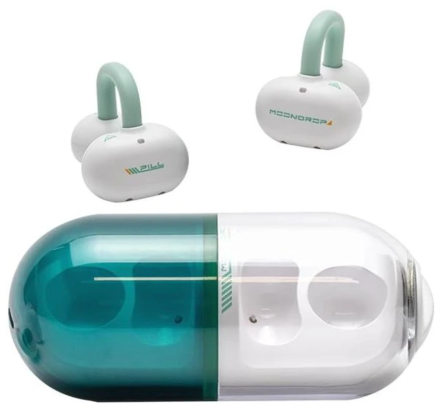 Main image of Pill Open Ear Headphones Bluetooth 6.0 OWS Hanging Earphones IPX4 Open Ear Clip Wireless Earbuds Built-in AI ENC MD-0WS-003 (Green)