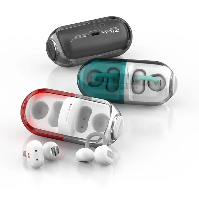 Alt view image 5 of 7 - Pill Open Ear Headphones Bluetooth 6.0 OWS Hanging Earphones IPX4 Open Ear Clip Wireless Earbuds Built-in AI ENC MD-0WS-003 (Green)