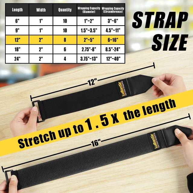 Alt view image 5 of 7 - Cinch Straps, 2" x 12" (8 Pack) for Extension Cords Organization Elastic Hook and Loop Storage Straps with Buckle for Bicycle, Truck, Boat and More for Ropes, Hoses Organization