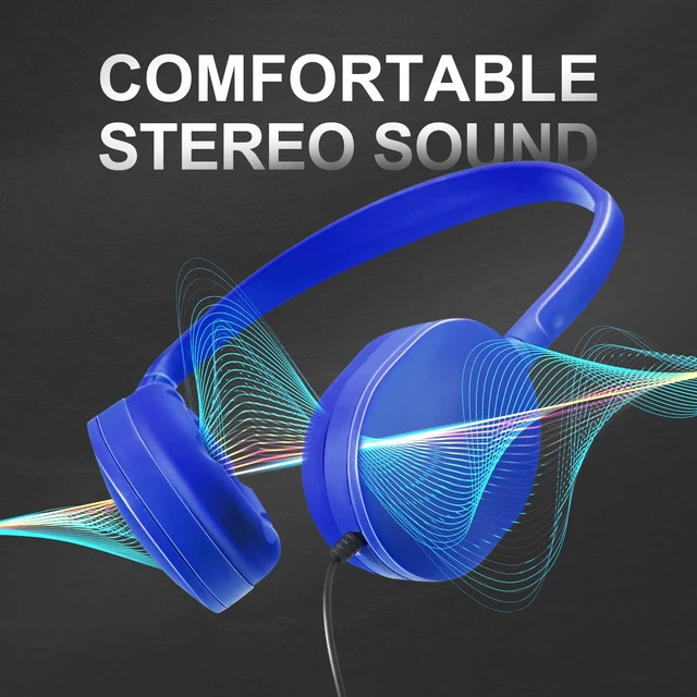 Alt view image 3 of 7 - 30 Pack Wired Headphones, Adjustable On Ear Headphones, Mixed Colors with Stereo, Earbuds for Schools, Laptop, Travel, Plane, Tablet