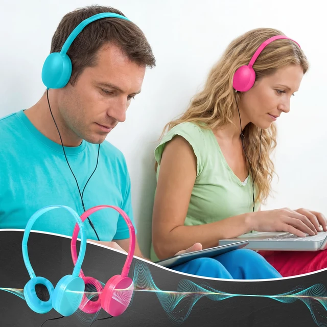 Alt view image 7 of 7 - 30 Pack Wired Headphones, Adjustable On Ear Headphones, Mixed Colors with Stereo, Earbuds for Schools, Laptop, Travel, Plane, Tablet