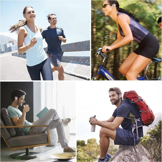 Alt view image 5 of 7 - Behind The Head Headphones, Wrap Around Head Small Bluetooth Headphones Lightweight Foldable Wireless Sports Sweatproof Headset with Microphone & Carrying Case (Gold)