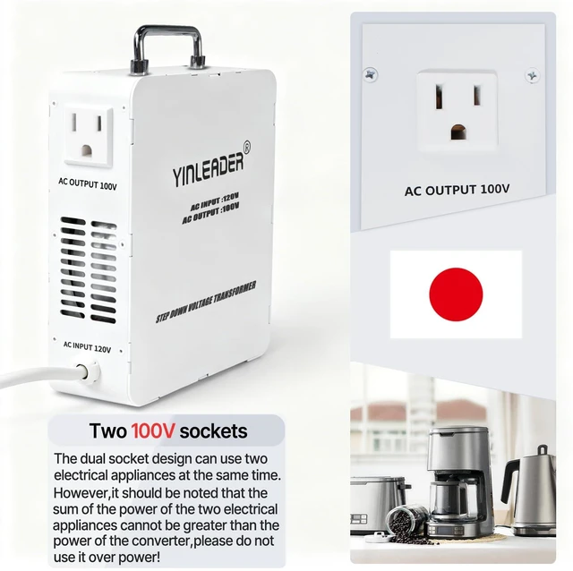 Alt view image 3 of 7 - 3000W Convert 120V to 100V Step Down Voltage Transformer Perfect for Japanese High-Power Devices in US(White)
