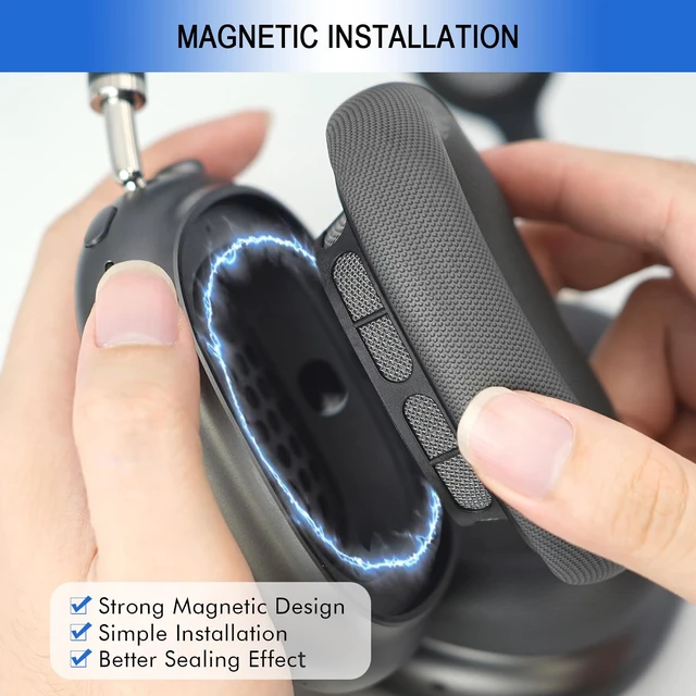 Alt view image 3 of 7 - Ear Cushions for Apple AirPods Max 1 & 2, Replacement Cups Headphone Cover Upgraded Earpads for Air Pod Max with Protein Leather Silicone Gel for Workout Gym (Space Gray)