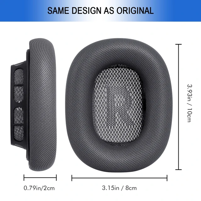 Alt view image 7 of 7 - Ear Cushions for Apple AirPods Max 1 & 2, Replacement Cups Headphone Cover Upgraded Earpads for Air Pod Max with Protein Leather Silicone Gel for Workout Gym (Space Gray)