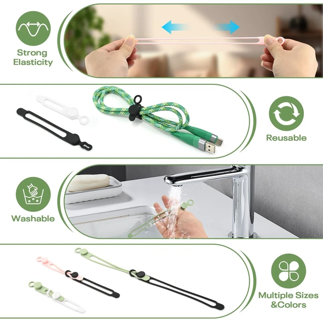 Alt view image 3 of 7 - 36Pcs Silicone Cable Ties, 6 Colors Data Cable Organizer Ties, 3 Sizes Cord Ties for Charging Cables, Wire Organizers, Electrical Cords, Computer Wires, Cord Organizers