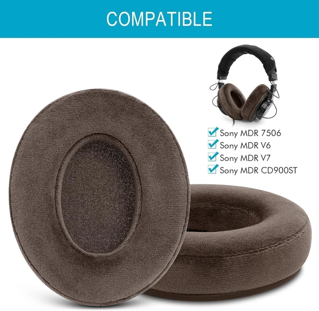 Alt view image 2 of 7 - Replacement Earpads for Sony MDR 7506 V6 V7 CD900ST Cushions Pads (Brown) Velour Noise Isolation Over Ear Headphone Pads with Memory Foam