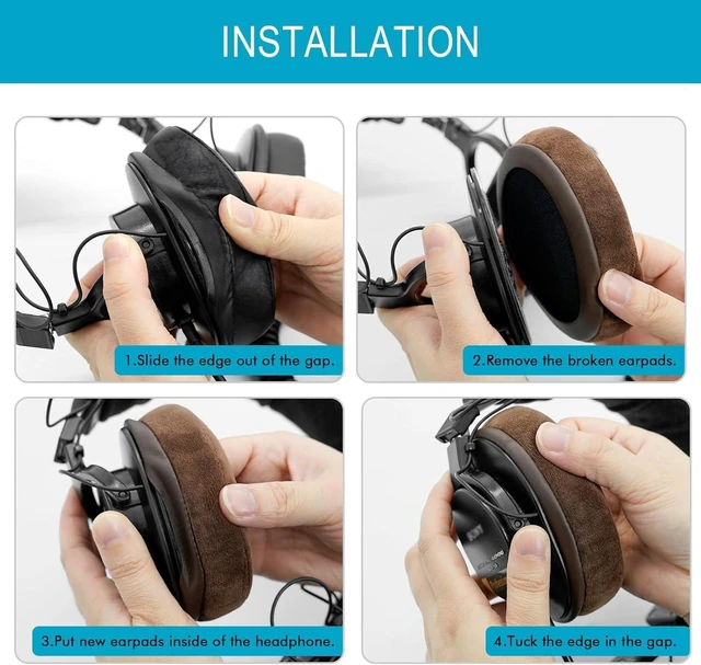 Alt view image 7 of 7 - Replacement Earpads for Sony MDR 7506 V6 V7 CD900ST Cushions Pads (Brown) Velour Noise Isolation Over Ear Headphone Pads with Memory Foam