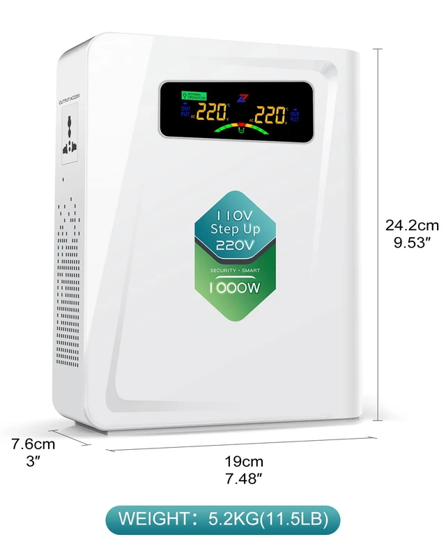 Alt view image 3 of 6 - 120v to 240v Step Up Transformer 1000W, 110v to 220v Power Voltage Converters, No Noise, Ten Protection Functions, Suit for Coffee Machines, Rice Cookers and Other Appliances