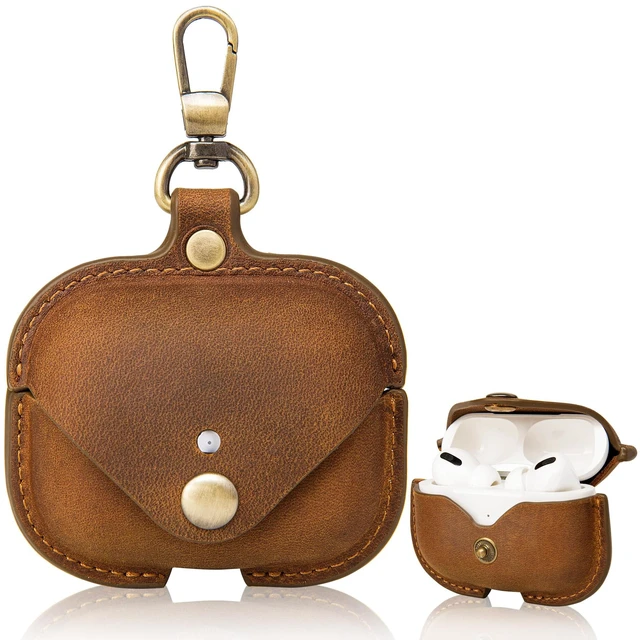 Main image of Charging Case Cover for Apple Airpods Pro(2019) & Airpods Pro 2nd(2022). Handcrafted Fully, Crazy Horse Cowhide Leather Vintage. Protective Portable Shockproof with Key Chain (Coffee)