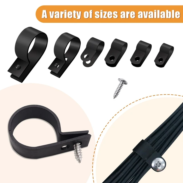Alt view image 4 of 7 - 306PCS Cable Clips Assortment Kit Nylon R-Type Wire Mount Clamps 6 sizes: 3/16,1/4,3/8,1/2,3/4,1 inch, Nylon Plastic cable clamps with screws for cable management