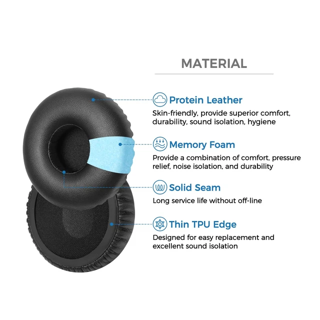 Alt view image 3 of 7 - Soft Thick Large Ear Pads Compatible with JBL Tune 510BT, 520BT, 450BT, 460BT, 500BT, JBL Junior 320 320BT, JR 300BT, 310BT Headphones, Cushion Edges for Easy Replacement, Black