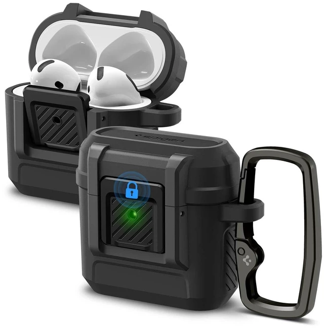 Main image of Lock Fit for AirPods 5 / AirPods 4 Case (2026/2024) with Lock Secure Locking Clip, Dual-Layer Protection, Included Carabiner, Wireless Charging Compatible - Matte Black