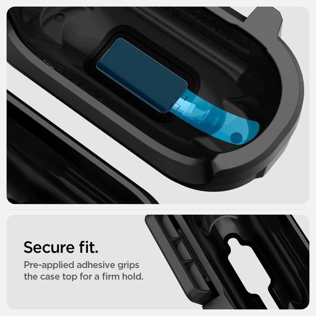 Alt view image 7 of 7 - Lock Fit for AirPods 5 / AirPods 4 Case (2026/2024) with Lock Secure Locking Clip, Dual-Layer Protection, Included Carabiner, Wireless Charging Compatible - Matte Black