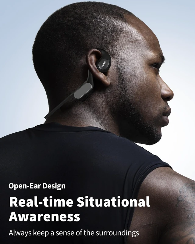 Alt view image 2 of 7 - Air Conduction Open Ear Headphones, Bluetooth 5.3 Sport Earphones 32 APP EQ Modes, Dual Mic Noise Reduction, Premium Sound Quality, Secure Hair Band Design For Cycling, Outdoor Sports Black